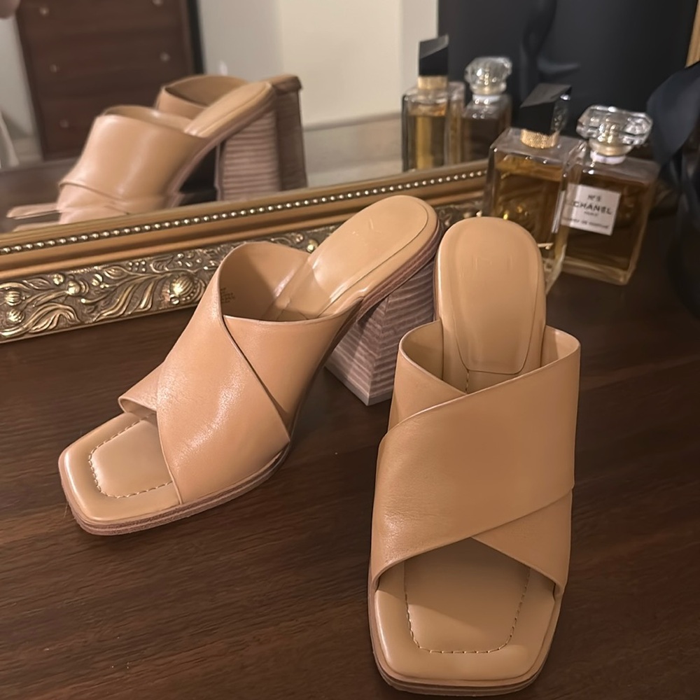 Marc Fisher Tan Block Heels